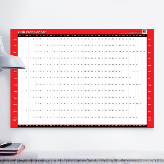 2026 A2 Size Full Year Wall Calendar Large Planner Home Office Work Jan-Dec