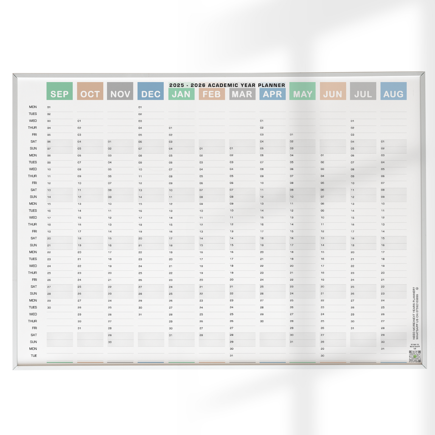 2025 - 2026 Academic Wall Planner Mid Year Student Calendar Year Planner Print