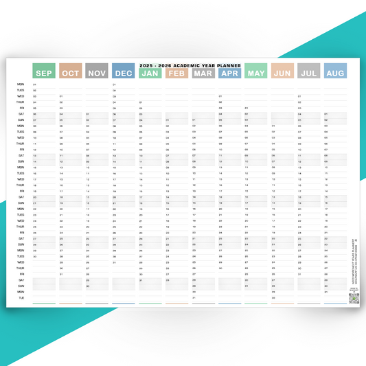 2025 - 2026 Academic Wall Planner Mid Year Student Calendar Year Planner Print