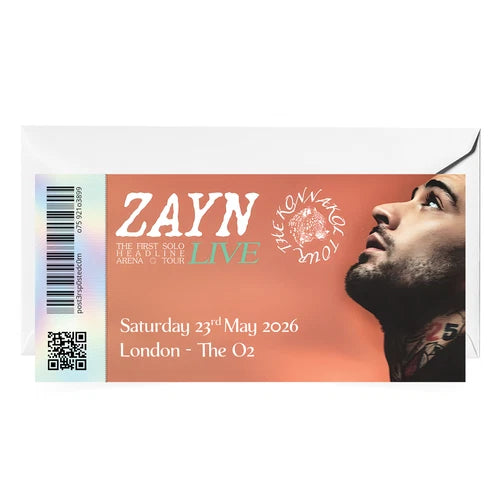 ZAYNTHE KONNAKOL TOUR 2026 Mock Ticket Gift Reveal Keepsake Stub Replica Ticket